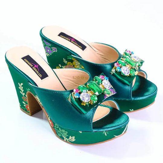 Fashion Women's Shoes High Heels Sexy Ladies Party Wedding Pattern Embroidery Mules High Heel Sandal Casual Beach Shoes For Lady Beauty hair & fashionfj