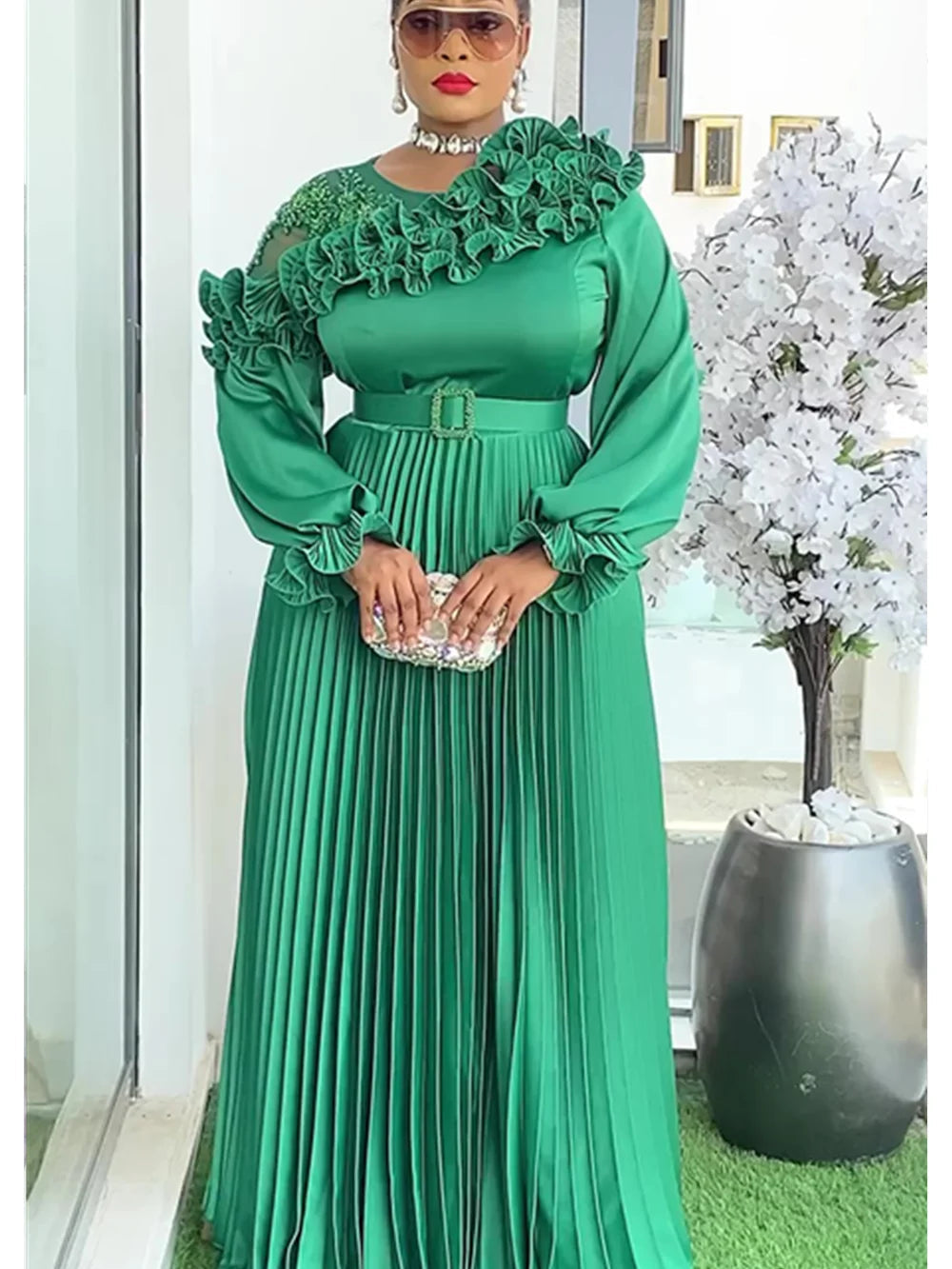 Plus Size African Party Dresses for Women 2025 New Fashion Dashiki Ankara Wedding Evening Gown Elegant Turkey Muslim Maxi Dress Beauty hair & fashionfj