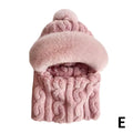 Winter Hat For Women Hooded Face Mask Fluff Keep Warm Thicken Style Neck Scarf Hooded Cap Beanie Knitted Cashmere Neck Warmer