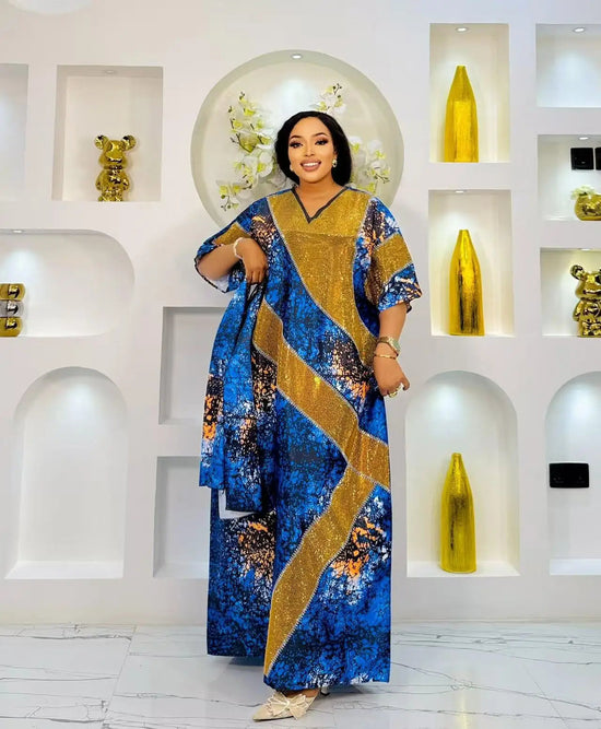 2025 new arrivals loose women/lady summer maxi dress long print short sleeve ankara african style Beauty hair & fashionfj