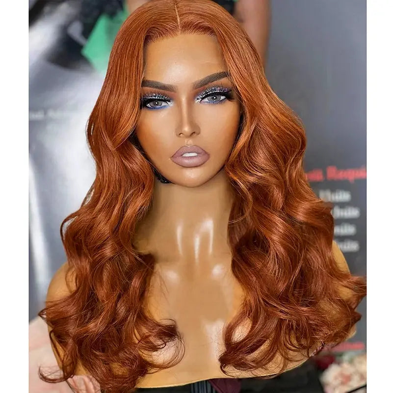 AIMEYA Ginger Synthetic Lace Wigs for Black Women Natural Hairline Synthetic Lace Frontal Wig Heat Resistant Fiber Orange Wigs Beauty hair & fashionfj
