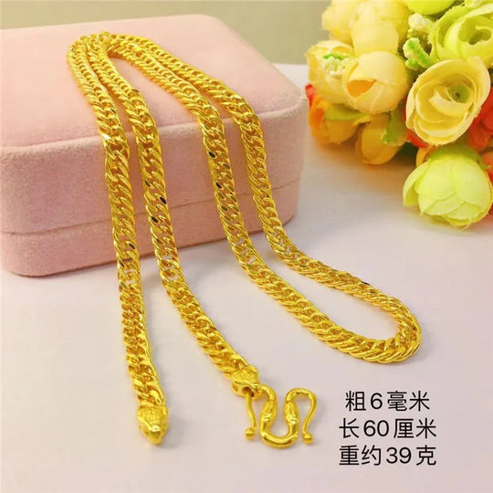 24K Gold Chunky Fu Knot Boss Necklace for Men | AU999 Pure Gold, Bold & Prestigious Beauty hair & fashionfj
