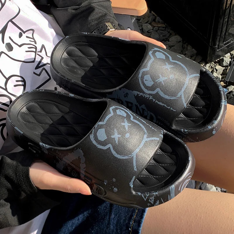 Slippers for Men, Suitable for Outdoor Wear in Summer. Trendy Bathroom, Non Slip, and Indoor Cool Slippers for Men