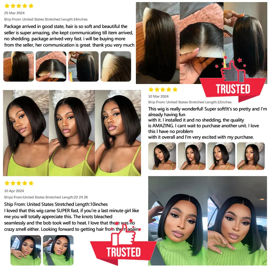 Glueless Bob Hair Wig Human Hair Ready To Wear Straight Transprent 4x4 Lace Closure Wigs For Women Glueless Wigs Human Hair Beauty hair & fashionfj