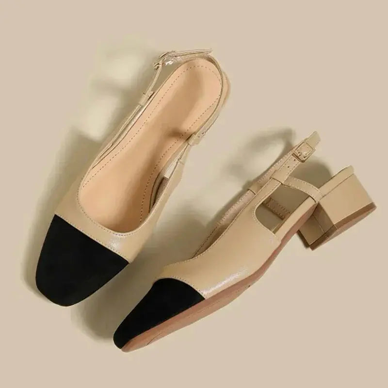 New 2025 Summer Women's Sandals Elegant Medium Heel Toe Mules Comfortable Office Women's Shoes Buckle Heels Dress Shoes Beauty hair & fashionfj