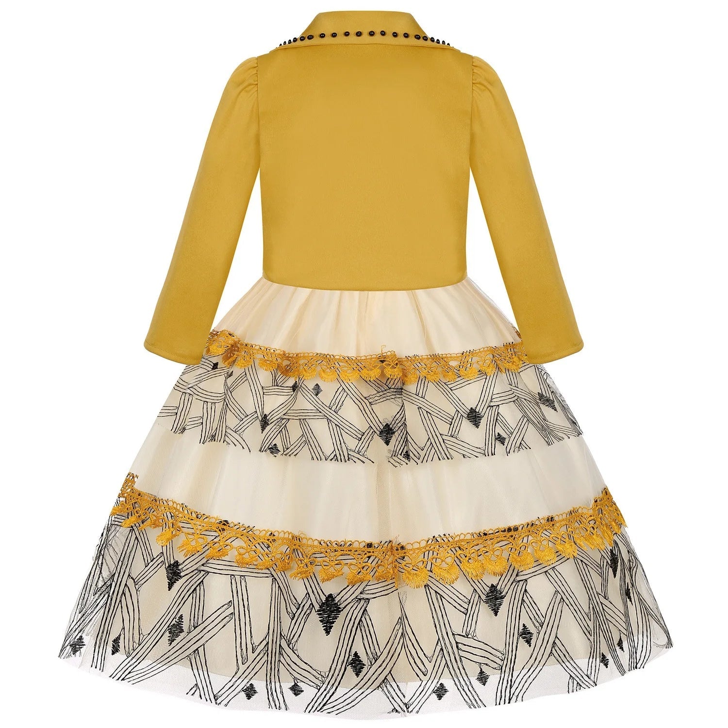 Girls Elegant Dresses Girls Princess Dress Flower Embroidery Luxury Gown Kids Piano Performance Dress Weddings Birthday Dress Beauty hair & fashionfj