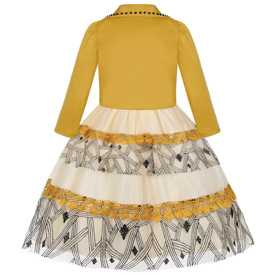 Girls Elegant Dresses Girls Princess Dress Flower Embroidery Luxury Gown Kids Piano Performance Dress Weddings Birthday Dress Beauty hair & fashionfj