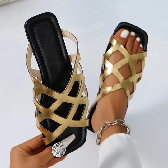 Slippers Woman New Summer Style Shoes Solid Color Woven Versatile Casual Sandals Thong Soft Sole Women Slippers Slides Women Beauty hair & fashionfj