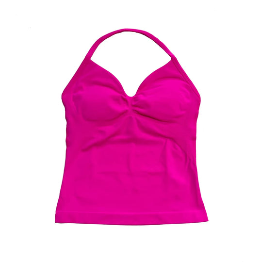 Women's Yoga Vest  Top with Bare Back and Long Straps  Backless Bra for Training  T-shirt for Running and Yoga