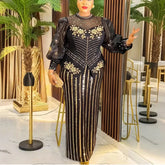 Elegant African Dresses for Woman 2025 New Sequined Diamond Plus Size Luxury Evening Party Dashiki Ankara Outfits Robes Clothes Beauty hair & fashionfj