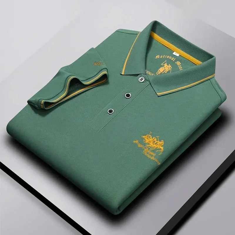 Men's Business Casual Short Sleeved Embroidered Solid Color Polo Shirt Fashionable Breathable Comfortable Summer Versatile Top Beauty hair & fashionfj