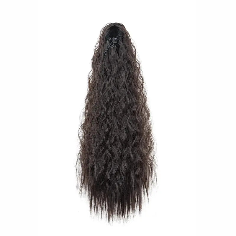 22Inch Synthetic Long Kinky Curly Ponytail Hair Extension Drawstring Wrapped Clip in Hair Black Hairpiecefor Women Beauty hair & fashionfj