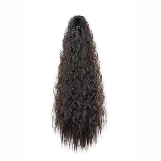 22Inch Synthetic Long Kinky Curly Ponytail Hair Extension Drawstring Wrapped Clip in Hair Black Hairpiecefor Women Beauty hair & fashionfj