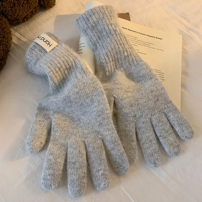 Winter Knitted Gloves Stretchy Warm Gloves Solid Color Fingered Gloves for Cold Weather Girls Men Women And Teens Winter Mittens