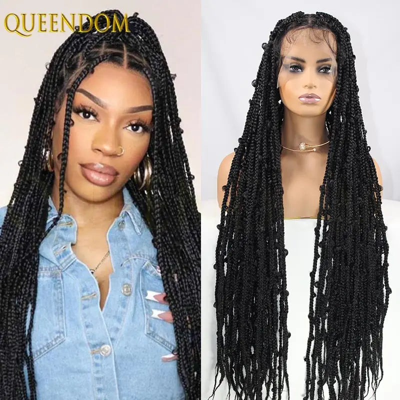 38" Synthetic Butterfly Braided Wigs Full Lace Wigs Braiding Hair Wig Goddess Locs Box Braids Wig For Black Women Afro One Sale Beauty hair & fashionfj