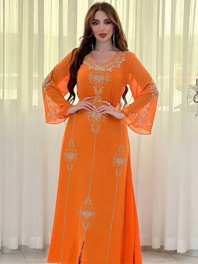 Eid Jalabiya Muslim Abaya Party Dress for Women Arab Diamond Lace-up Abayas Long Dresses Robe Woman Elegant Ramadan Vestidos Beauty hair & fashionfj