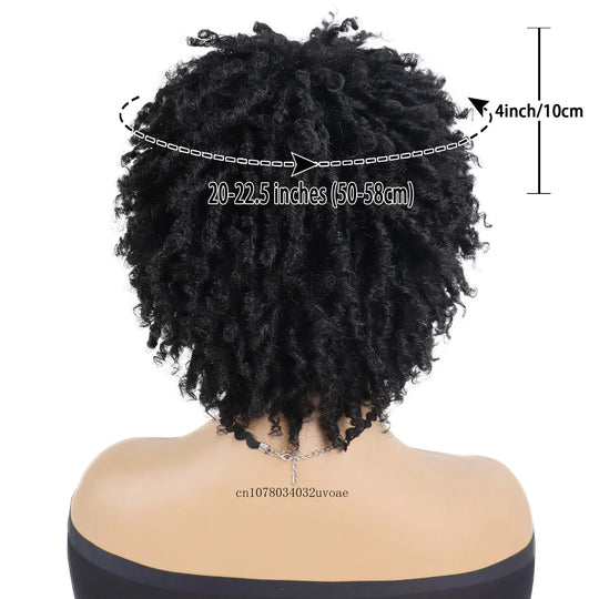 Synthetic Braided Wigs for Women Locs Crochet Twist Hair Short Afro Wig Ladies Dreadlock Wig Black Daily Curly Cool Girl Bouncy