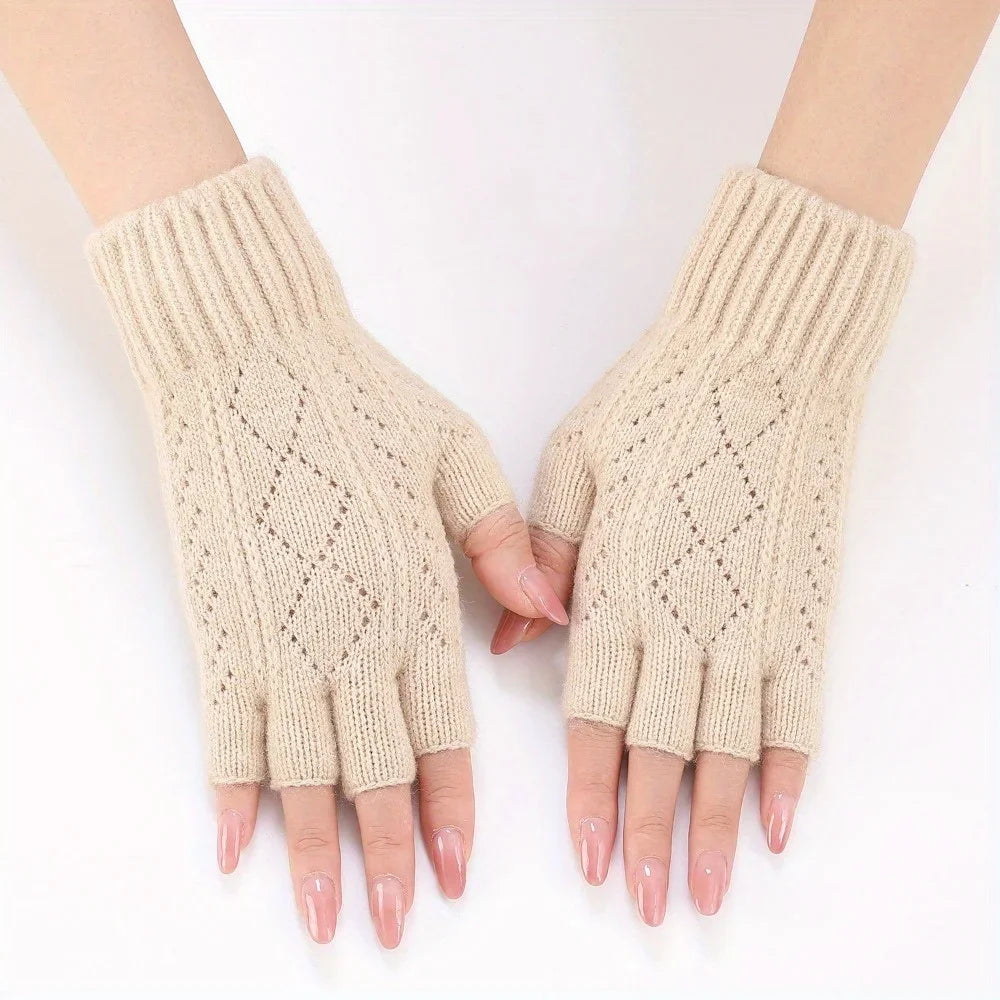 Thermal Winter Half Finger Knitted Gloves for Men and Women -Warm, Breathable and Comfortable for Outdoor Activities and Fitness