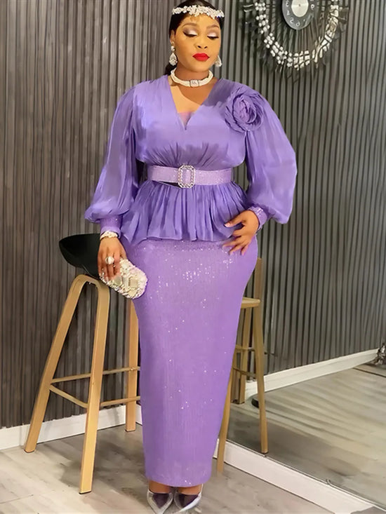 Plus Size African Party Long Dresses for Women 2025 New Dashiki Ankara Sequin Evening Gowns Turkey Outfits Robe Africa Clothing