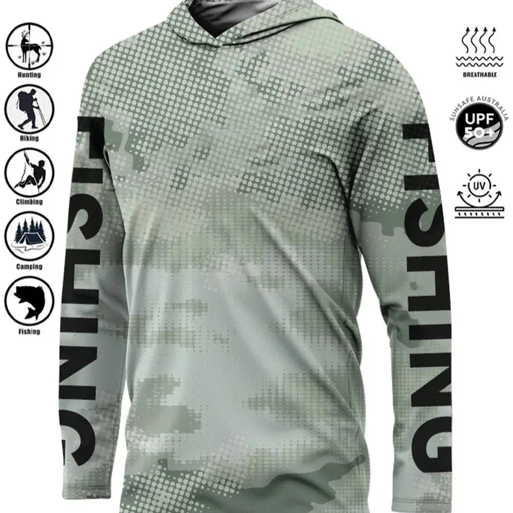 Fishing Shirt Hooded Outdoor Uv Protection Large Size Man Camouflage Printing Moisture Wicking Jersey Fishing Apparel Tops Beauty hair & fashionfj