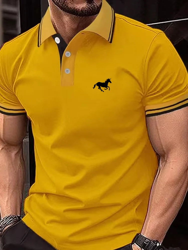 New Men's T-shirt Classic Short sleeved Polo Shirt Summer Top Casual T-shirt Button Lapel Super Large S-3XL Casual Polo Shirt Beauty hair & fashionfj