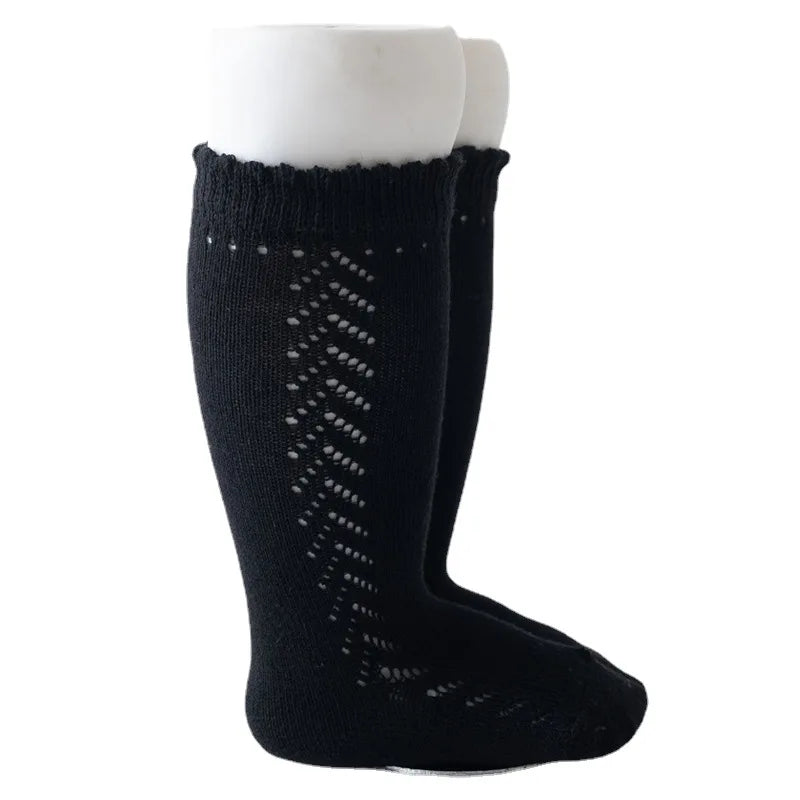 New Children's Socks For Boys Girls Knitted Cotton Long Sock Knee High Toddlers Stockings Summer Hollow Out Infant Baby Socken