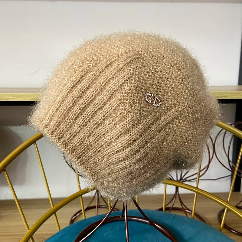 Winter Hats for Women Warm Thick Beanies Girls Outdoor Headwear Knitted Skulls Elastic New Striped Diamond Female Casual Hats