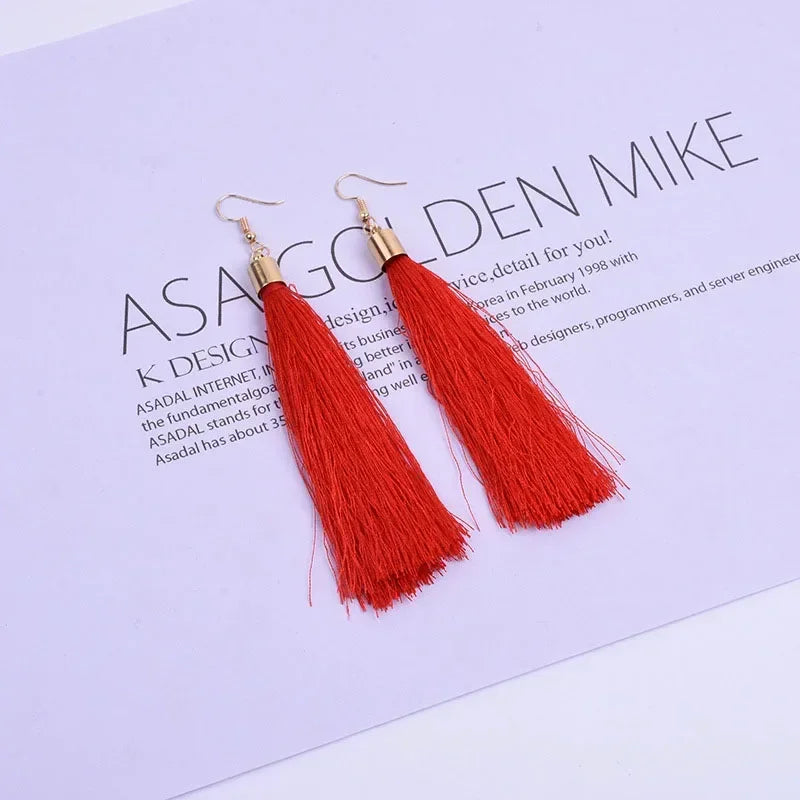 FSUNION 2025 New Fashion Vintage Tassel Earrings Women  Brand Jewelry Geometric Gold Color Simple Dangle Drop