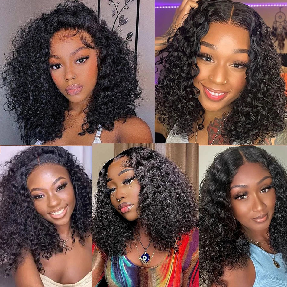 Brazilian Wear And Go Loose Water Wave Wet And Wavy Lace Frontal Human Hair Wigs Curly Bob Glueless Wigs For Black Women Cheap