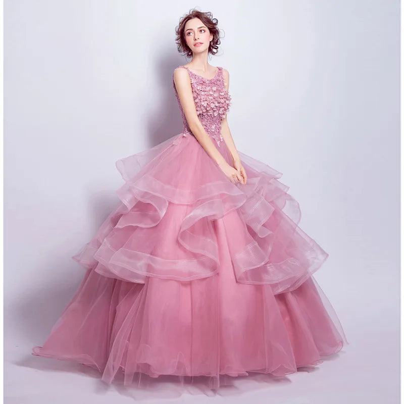 Ball Gown Evening Prom Dresses Lace Appliques Formal Prom Gowns Simple Floor-Length Vestidos Beauty hair & fashionfj