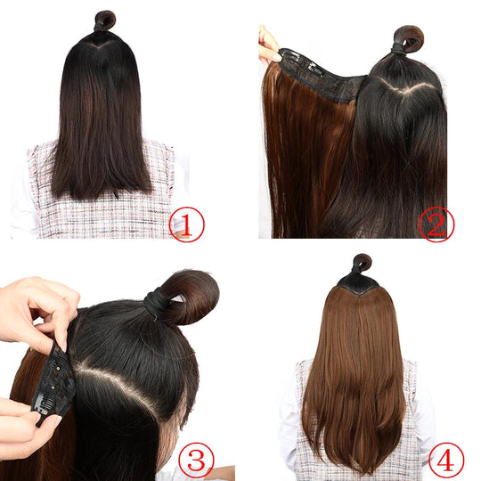 WIGSIN 22Inch Synthetic V-shaped Layered 4 Clips Long Straight Hair Extension Fashion Invisible Hairpiece Wig for Women Beauty hair & fashionfj