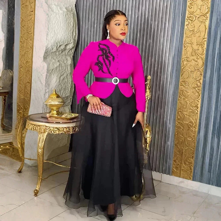 Plus Size African Party Dresses for Women 2025 New Fashion Dashiki Ankara Wedding Evening Gown Elegant Muslim Maxi Dress Beauty hair & fashionfj