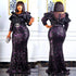 African Dresses For Women 2022 Lady Elegant Glittering Evening Dress Sparkle Sequin Sexy Sheath Maxi Party Gowns Come With Belt Beauty hair & fashionfj