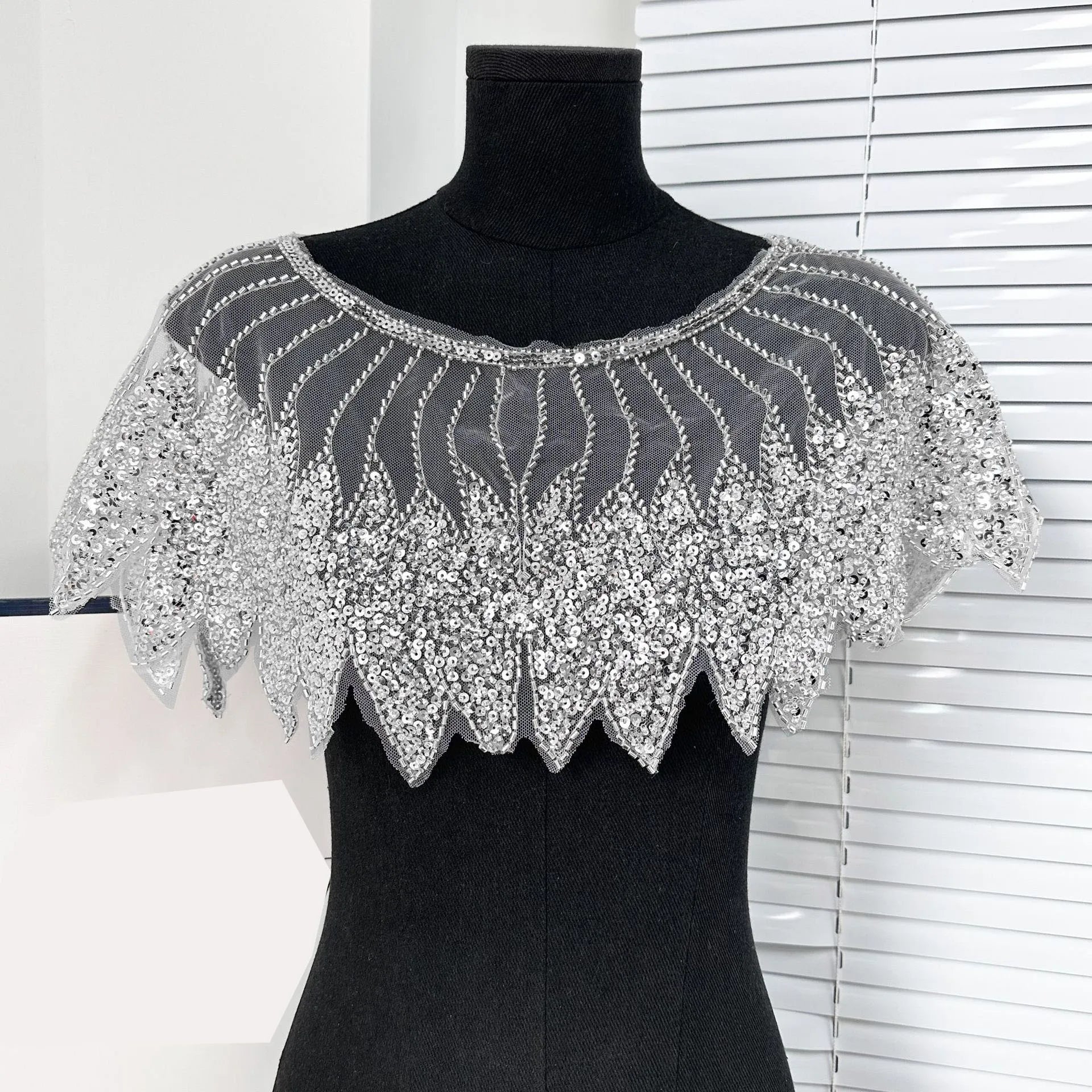 Front and back shawl sequined fake collar high-end ethnic style shawl flower accessories Beauty hair & fashionfj