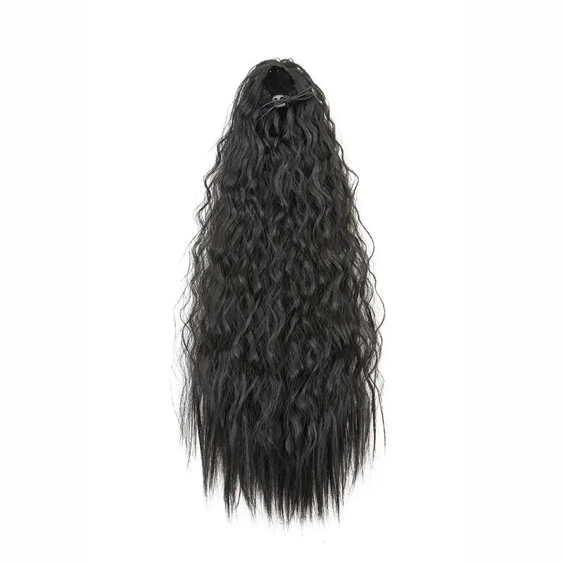 22Inch Synthetic Long Kinky Curly Ponytail Hair Extension Drawstring Wrapped Clip in Hair Black Hairpiecefor Women Beauty hair & fashionfj