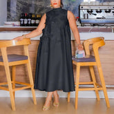 Elegant Dresses for Woman 2025 New O Neck Sleeveless Floral Decorate Straight Ankle Length Fashion Ladies Birthday Party Dress Beauty hair & fashionfj