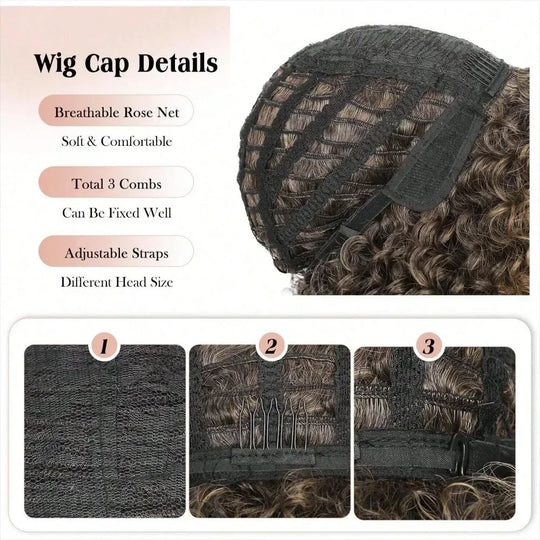 Fashion Afro Explosive Head Jerry Curly Synthetic Short Curly Wig For Women Spring Curly Heat Resistant Fiber Wig Daily Use