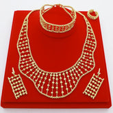 Women Necklace Set Gold Plated Jewelry Choker Luxury Colorful Rhinestone Rings Earrings Bracelet Wedding Jewellery Beauty hair & fashionfj