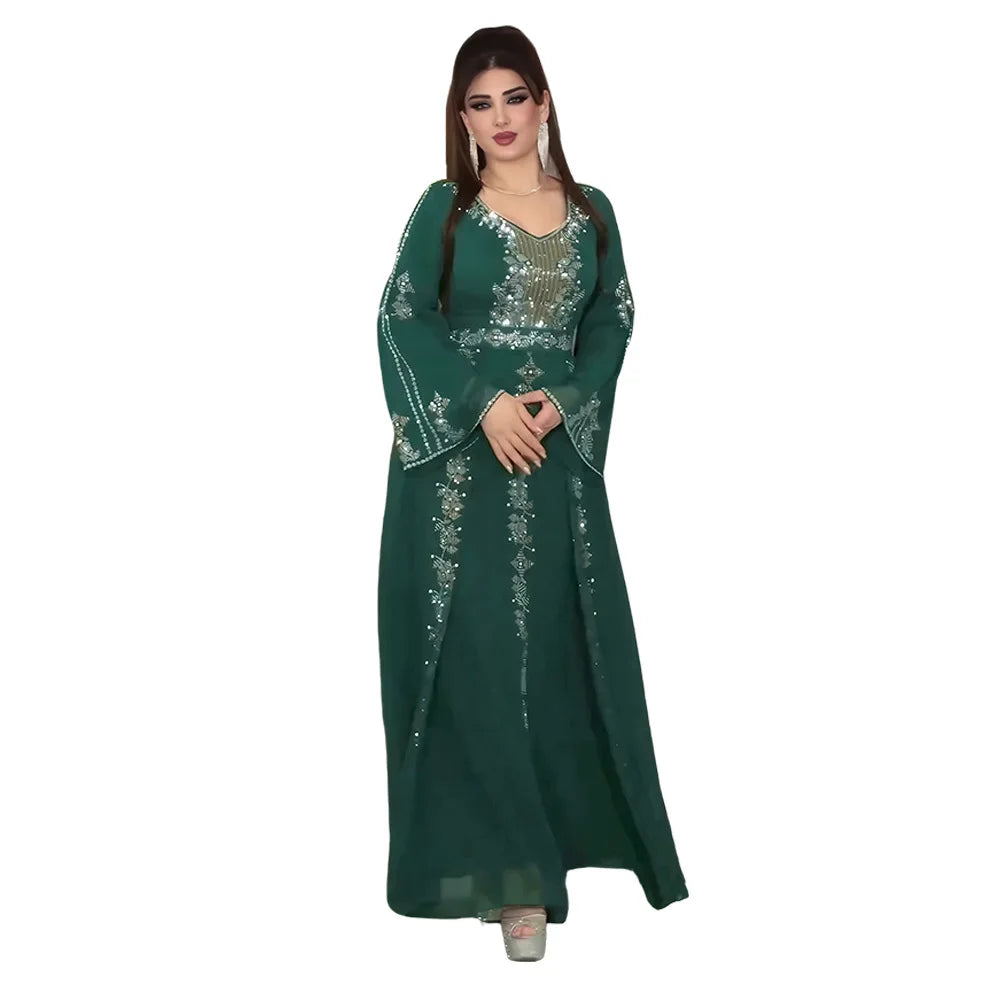 2025 Abayas For Women Dubai Luxury African Muslim Fashion Dress Caftan Marocain Evening Party Dresses Boubou Robe Djellaba Femme Beauty hair & fashionfj