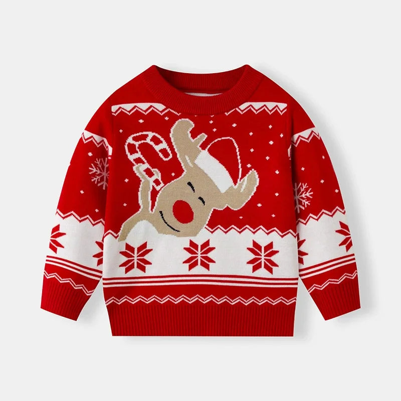 Christmas Family Matching Sweaters Mum Daughter Pullover Dad Son Cartoon Loose Jumper Boys Girls Casual Knitted Autumn Clothes