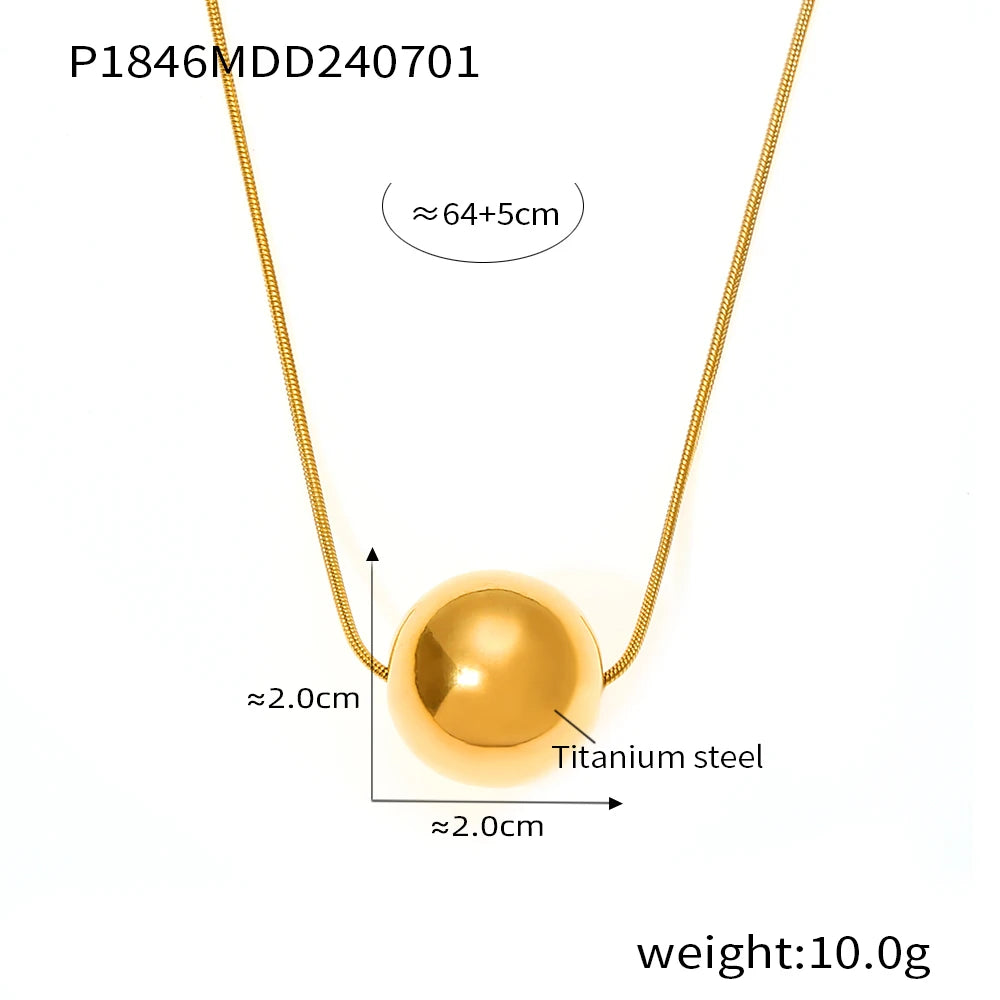 Women 18K Gold Plated Necklace Fashion Popular Waterproof Chian with Shiny Round Pendant Female Girl Jewelry Gift Accessories Beauty hair & fashionfj