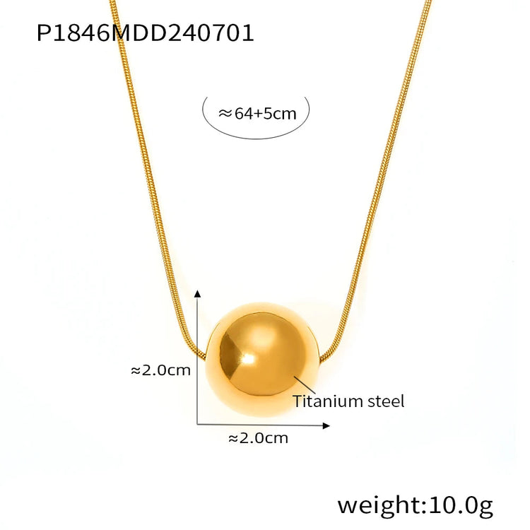 Women 18K Gold Plated Necklace Fashion Popular Waterproof Chian with Shiny Round Pendant Female Girl Jewelry Gift Accessories Beauty hair & fashionfj
