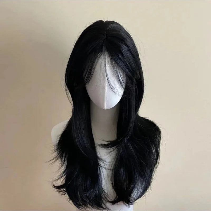 Black Wig Female Headband Body Wavy Rose Hair Net Models in French Bangs High Quality Simulation Hair Synthetic Wig Beauty hair & fashionfj