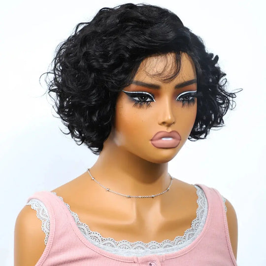 Sleek Bodywave Human Hair Wigs For Women Short Pixie Cut Lace Wigs 100% Real Brazilian Body Wave Lace Wigs With Baby Hair Beauty hair & fashionfj