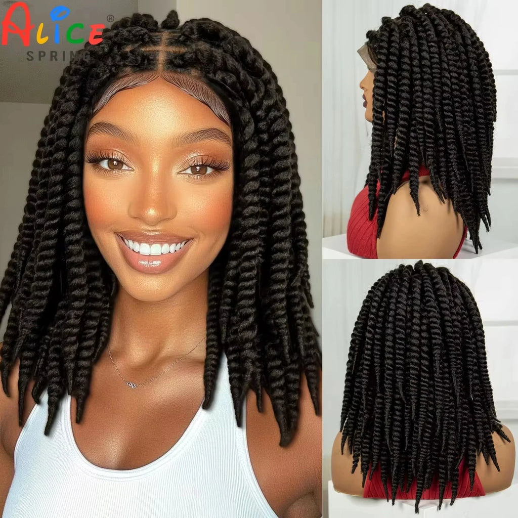 16 Inch Knotless Box Twist Braided Wigs HD Full Lace Braided Lace Wig for Women Natural Lace Front Braided Wigs with Baby Hair