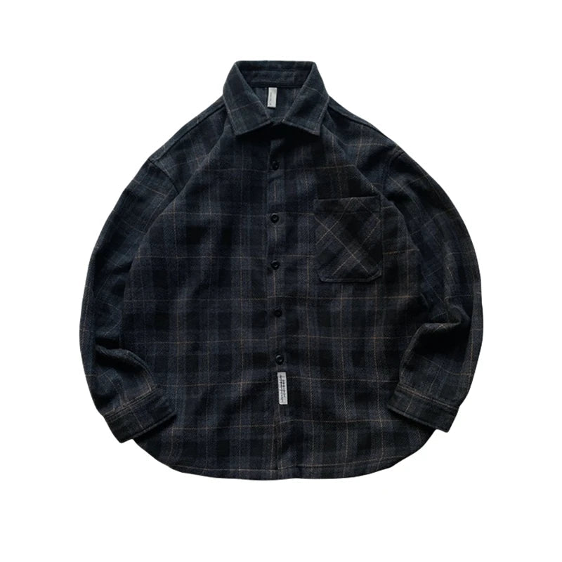 Mens Flannel Shirts American Vintage Streetwear Thick Plaid Oversized Cargo Long Sleeve Loose Fit Casual Workwear Autumn Winter Beauty hair & fashionfj