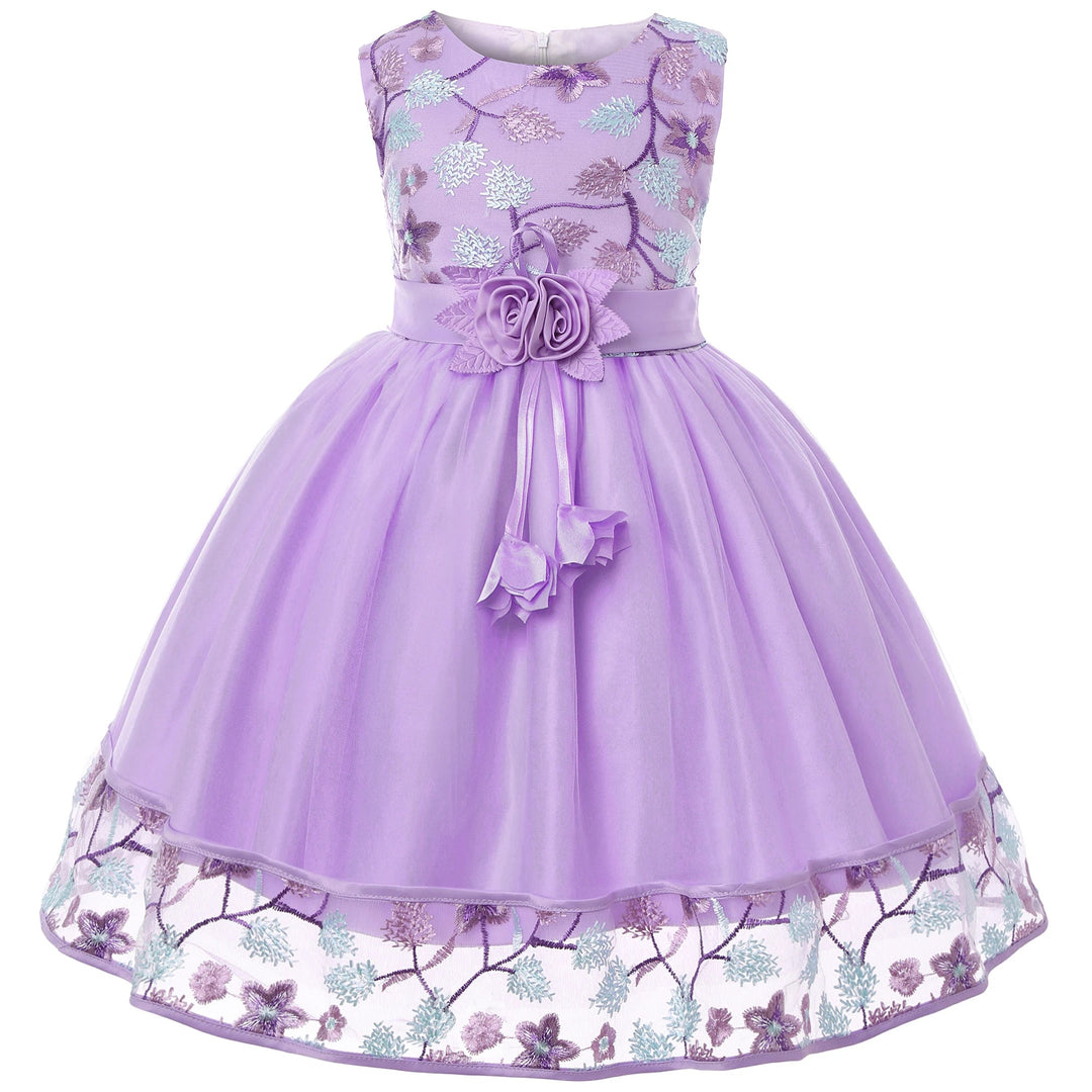 European and American embroidery dress dress girl's party lace princess dress flower child net gauze Pengpeng dress Beauty hair & fashionfj