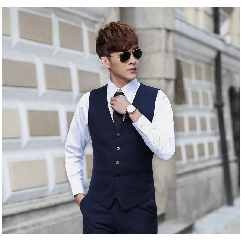 Fashion Single Breasted Suit Vests for Men Grey Black High-end Male Waistcoat Slim Fit Formal Business Casual Vest Plus Size 7XL Beauty hair & fashionfj