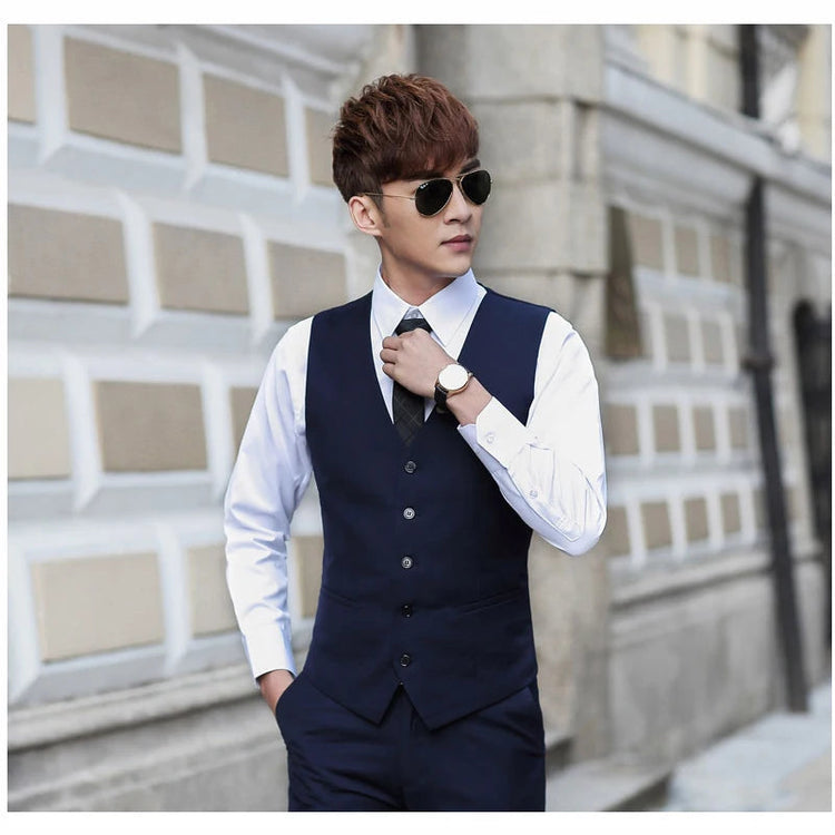 Fashion Single Breasted Suit Vests for Men Grey Black High-end Male Waistcoat Slim Fit Formal Business Casual Vest Plus Size 7XL Beauty hair & fashionfj