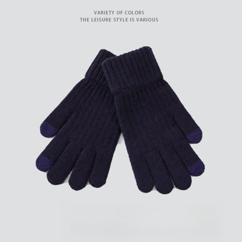 Hot-selling New Men's Warm Fleece Thick Knitted Gloves Autumn and Winter Outdoor Riding Cold-proof Warm Knitted Gloves
